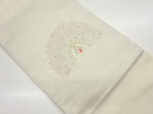 金銀駒刺繍孔雀模様名古屋帯